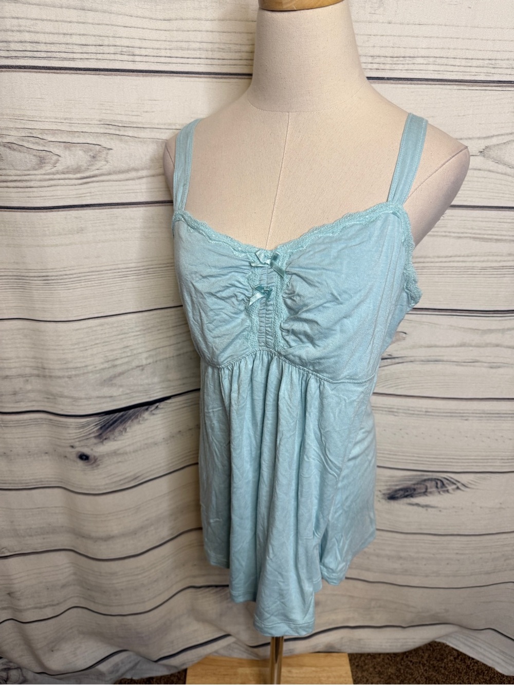 Soma Pale Blue Lace-Trim Sleeveless Top